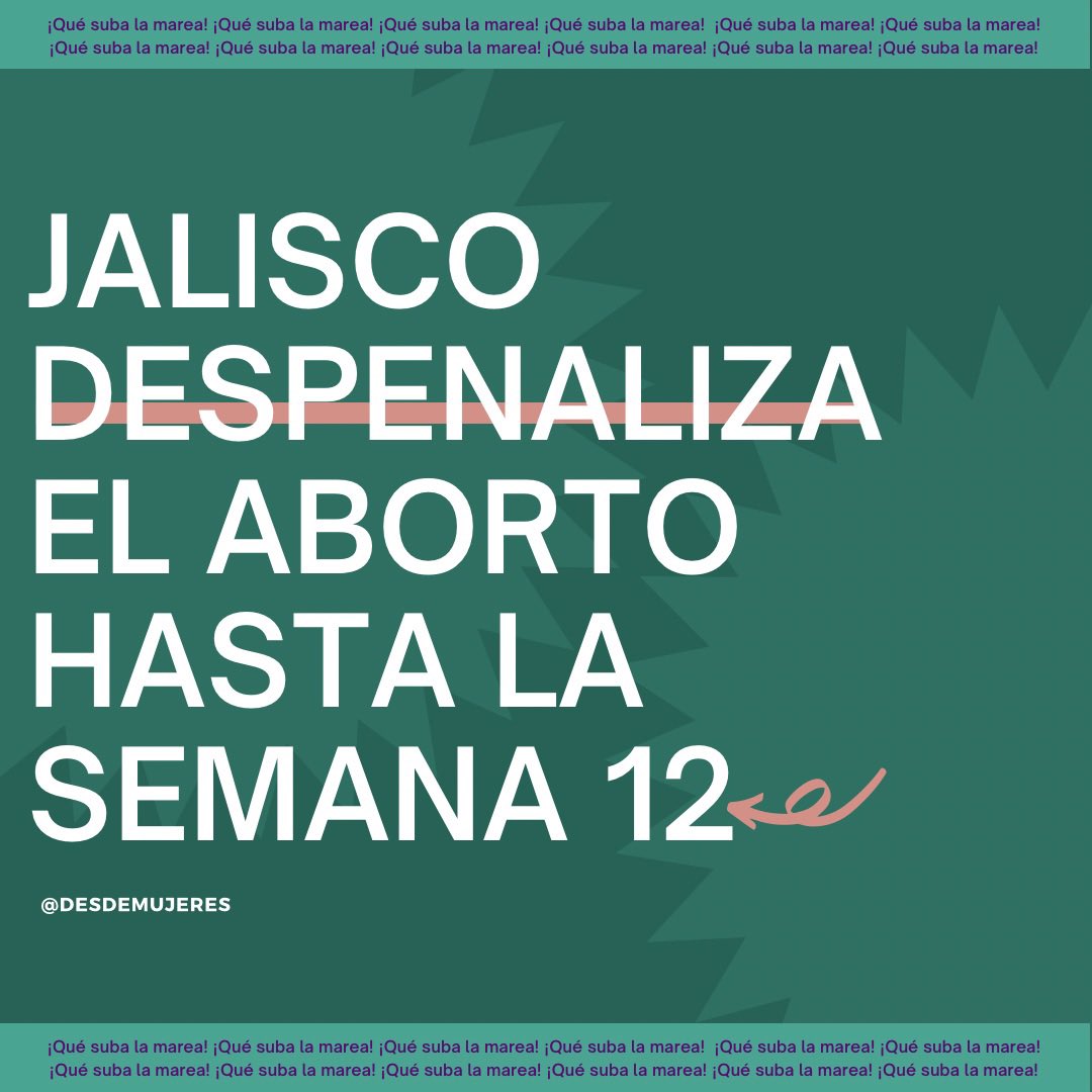 En Jalisco comenzó #DesdeMujeres , hoy nos llena de emoción que la lucha por el aborto legal, seguro y gratuito sea una realidad por acá 🌊💚

Esto no podría ser posible sin todas las mujeres que luchamos, nos organizamos y exigimos. 

¡Noche de festejo! 

#YaEsLey