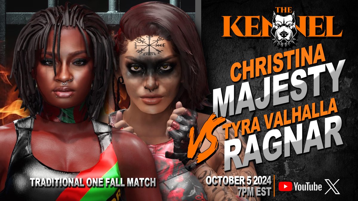 BREAKING: Tonight at <a href="/TheKennel101/">The Kennel</a> Christina Majesty will be going one on one with a debuting <a href="/igeorvasakis/">Ripper/Alastor Hartfelt</a> (Tyra Valhalla Ragnar) in a traditional One Fall To A Finish Match. Who will come out victorious? Find out tonight! #ICWT