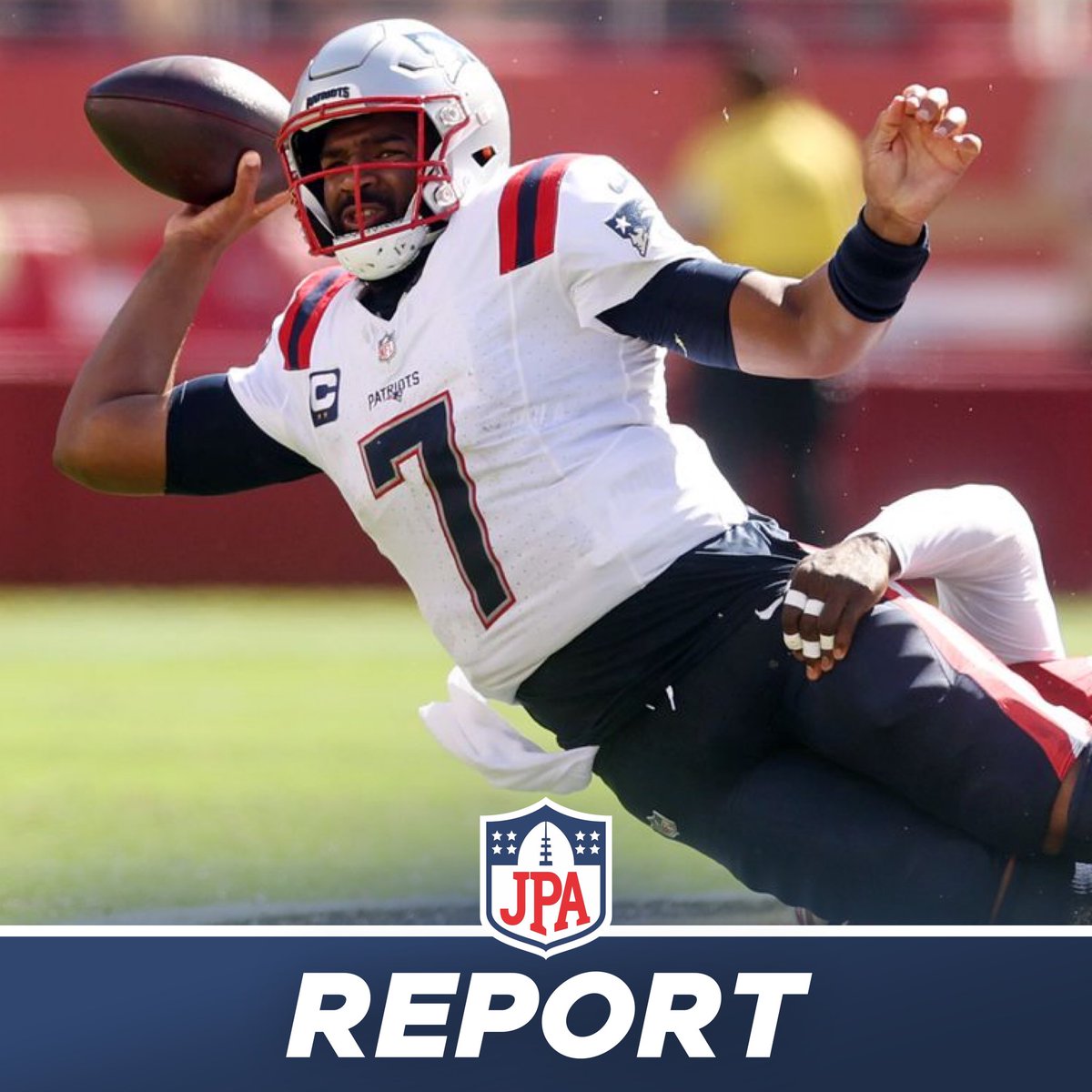 jasrifootball's tweet photo. 𝗥𝗘𝗣𝗢𝗥𝗧: The #Patriots are reportedly “teetering on a mutiny” in the locker room due to frustration over their three-game losing streak, per Evan Lazar.

“You have young receivers who are throwing tantrums. At what point in time do some of these guys say to themselves ‘why am I out there getting my butt kicked and Drake can’t? Why am I going out there with a quarterback that can’t get me the football when we have a Ferrari back in the garage?”