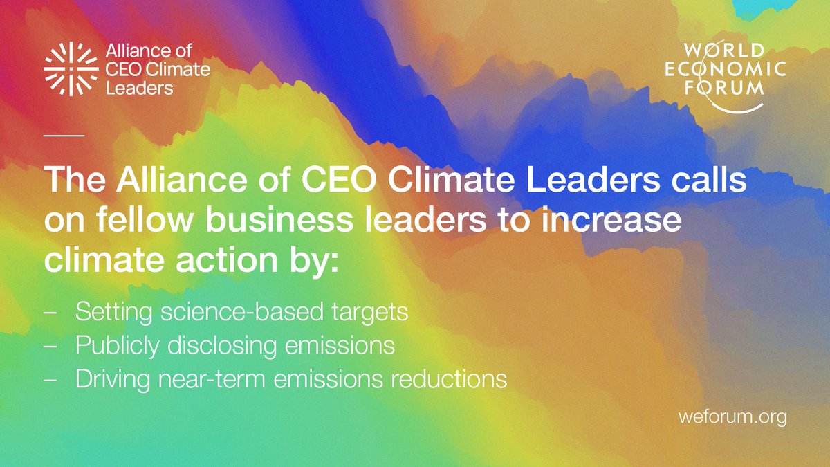 CisoOnlineClub's tweet image. Today, more than 100 CEOs and senior executives from the World Economic Forum’s Alliance of CEO Climate Leaders have published an open letter to world leaders ahead of @COP28_UAE calling upon governments to scale up investments ..
rt @wef