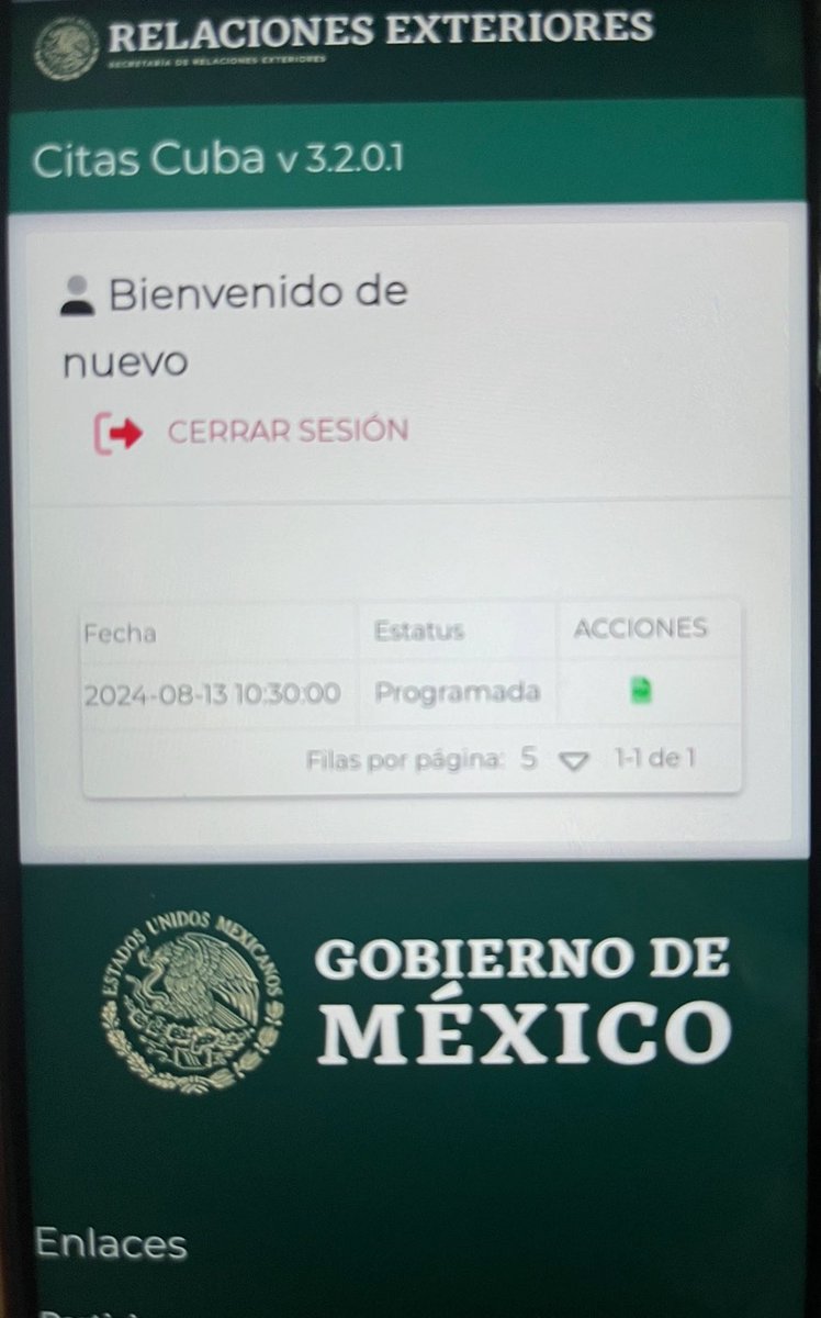 Si la cita ya fue en agosto por qué razón en el status dice programada? <a href="/SRE_mx/">Relaciones Exteriores</a> <a href="/ConsulMexLH/">Consulado de México en La Habana</a>