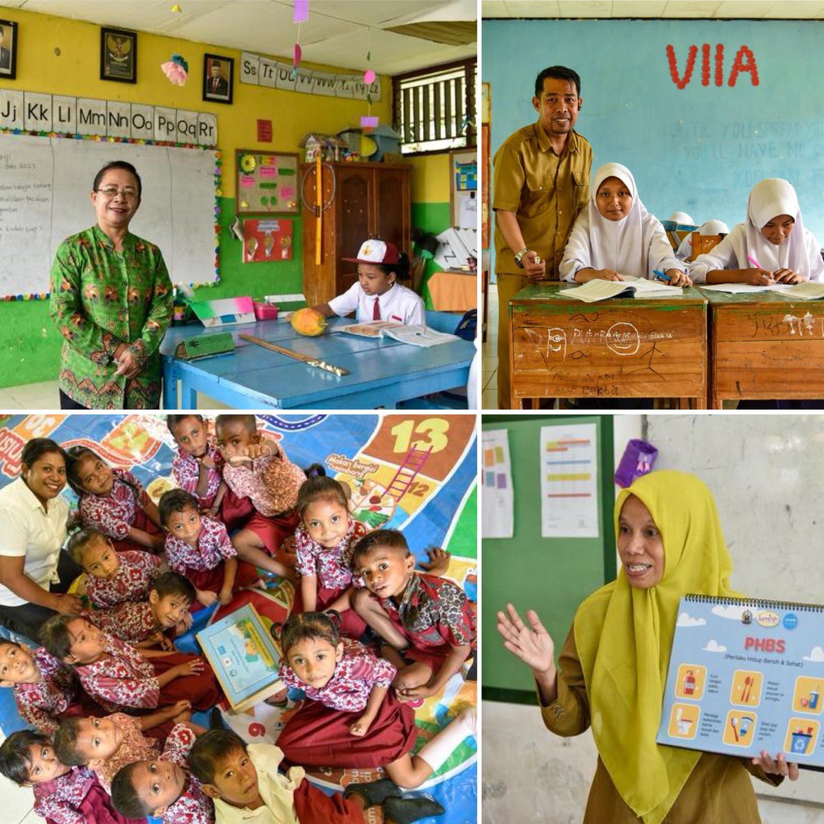 maniza_zaman's tweet photo. To the 4.6 million teachers in 🇮🇩 serving 60 million children in the 4th largest education system in the 🌍 - 🙏🏼👏🏼 for supporting children reach their full potential! @UnicefIndonesia is committed to supporting teachers to realize education #Foreverychild #WorldTeachersDay2024 https://t.co/OKblCrj9GI