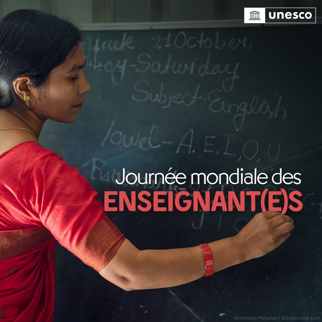 Aujourd’hui, c’est la #JournéeMondialeDesEnseignants !

Célébrons les enseignants du monde entier pour leur dévouement aux générations futures. Faisons entendre leurs voix et valorisons leur rôle dans la construction de l’éducation de demain.

unesco.org/fr/days/teache…