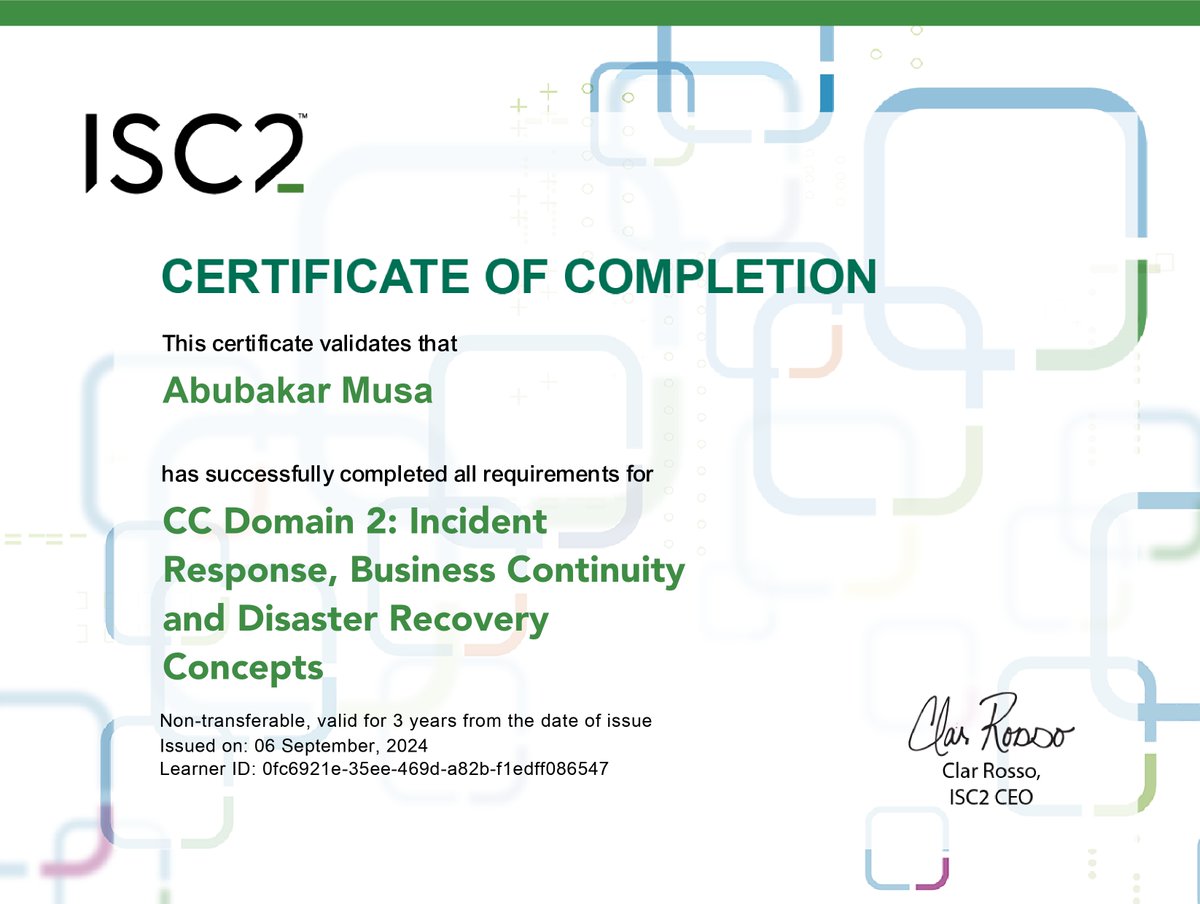 MusaMusharraff's tweet photo. Proud to share again that I have also earned the Certified in Cyber Security (CC) completion Certificates from ISC2.
ISC2 is an acronym that stands for International Information System Security Certification Consortium, is a non-profit organization which specializes in training https://t.co/lIcRYxOYDx