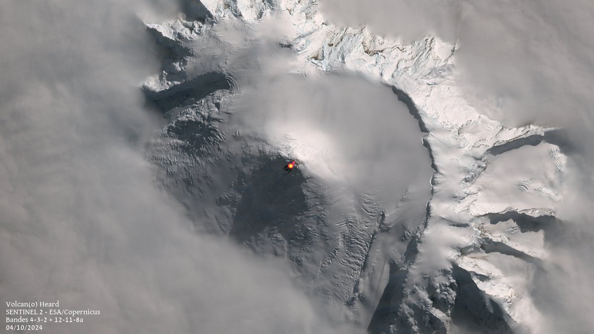 #volcan #volcano #Heard Une faible activité éruptive se poursuit au sommet du Mawson Peak/A weak eruptive activity is ongoing from the top of Mawson Peak