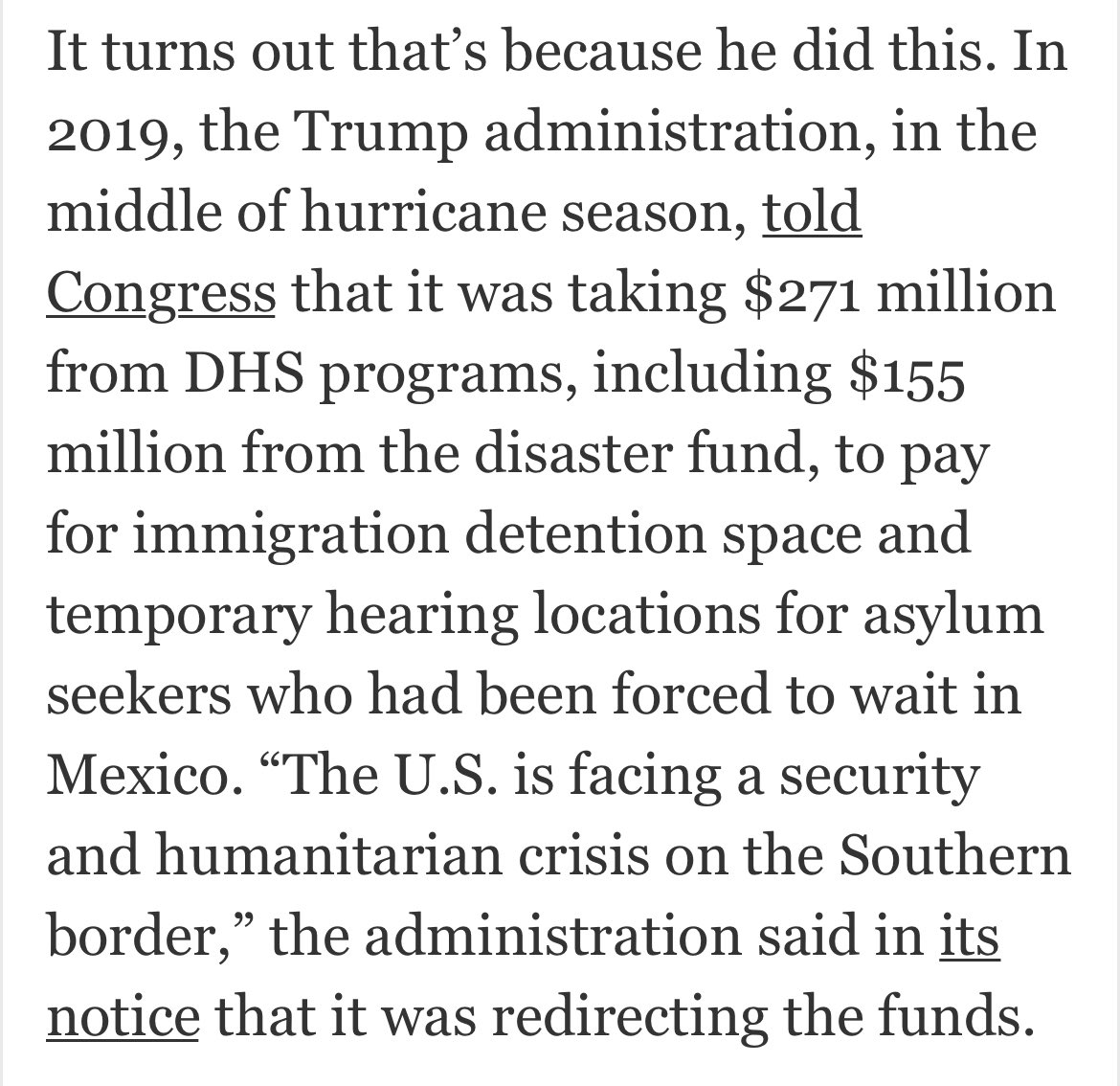 No, Biden didn’t take FEMA relief money to use on migrants — but Trump did

(Via <a href="/GlennKesslerWP/">Glenn Kessler</a>)