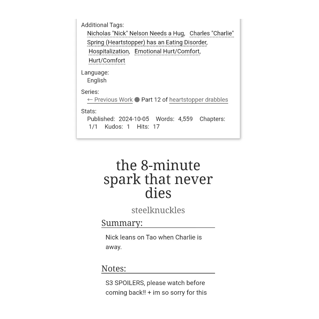 joelockehours's tweet image. s3 spoilers 

the 8-minute spark that never dies; 4,559 words 🌃🌌🌅

i broke my own heart writing this, i&apos;m so sorry everybody 
 archiveofourown.org/works/59479333