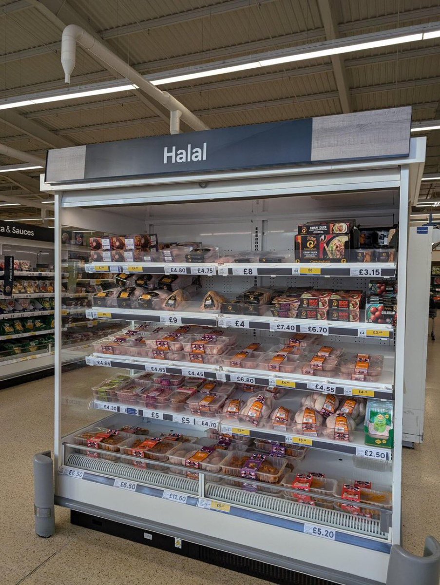 Tesco is an embarrassment and should be boycotted… but 

Aldi and Lidl Supermarkets doesn’t sell HALAL and we should all buy our shopping from there ! 

We do not sell any certified Halal meat and it is our policy that all animals used in the production of meat and poultry for