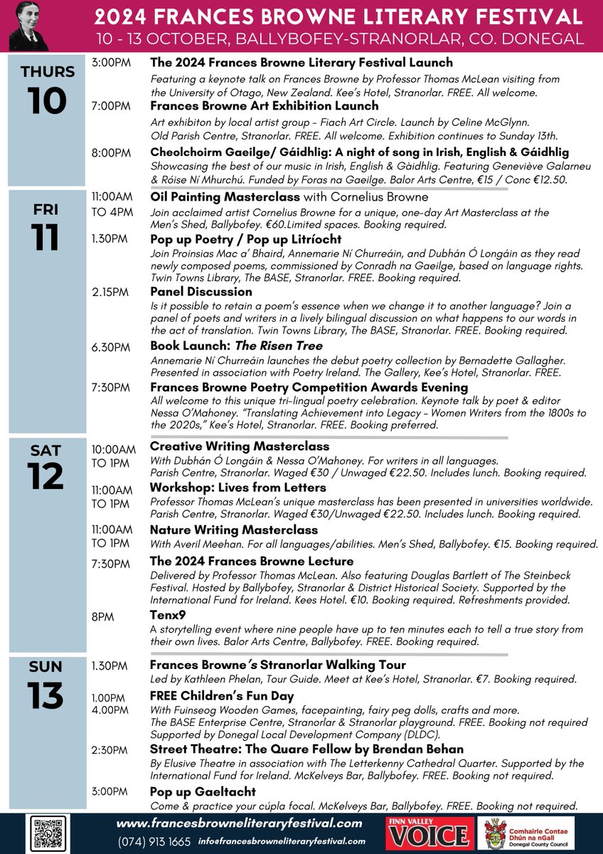 Have you seen our programme? It's packed full of events coming up 10 to 13 Oct. Whether your interest is literature, art, history, creative writing, poetry, song, expert discussions, great storytelling, or drama, there's something for you here. ➡️bit.ly/FBLitFest
#Donegal