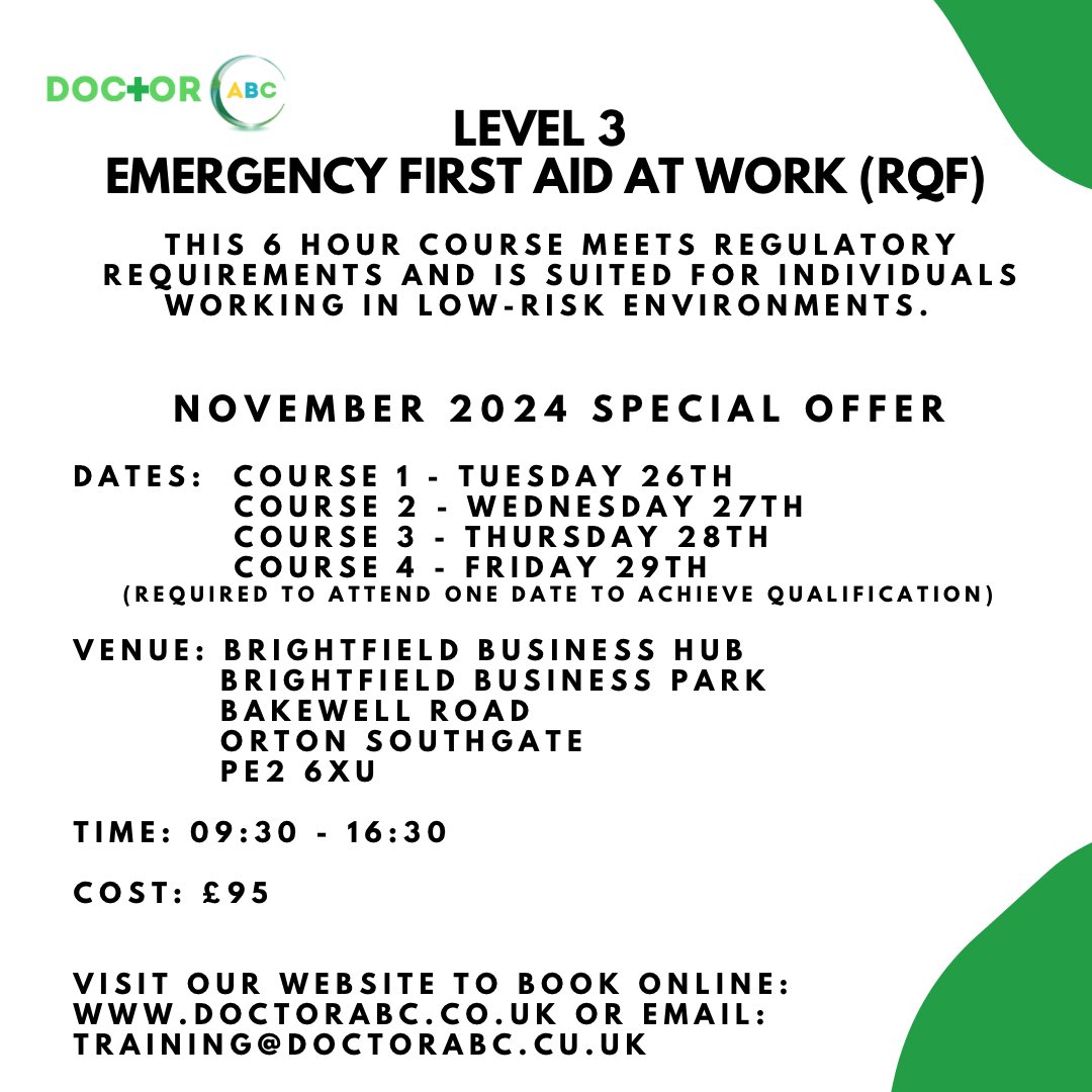 DoctorABC_UK's tweet image. We will be in #peterborough next month @brightfield_business_hub delivering first aid for 4 days only. Secure your spot today as limited spaces available. #pe2 #peterboroughuk #peterboroughbusiness