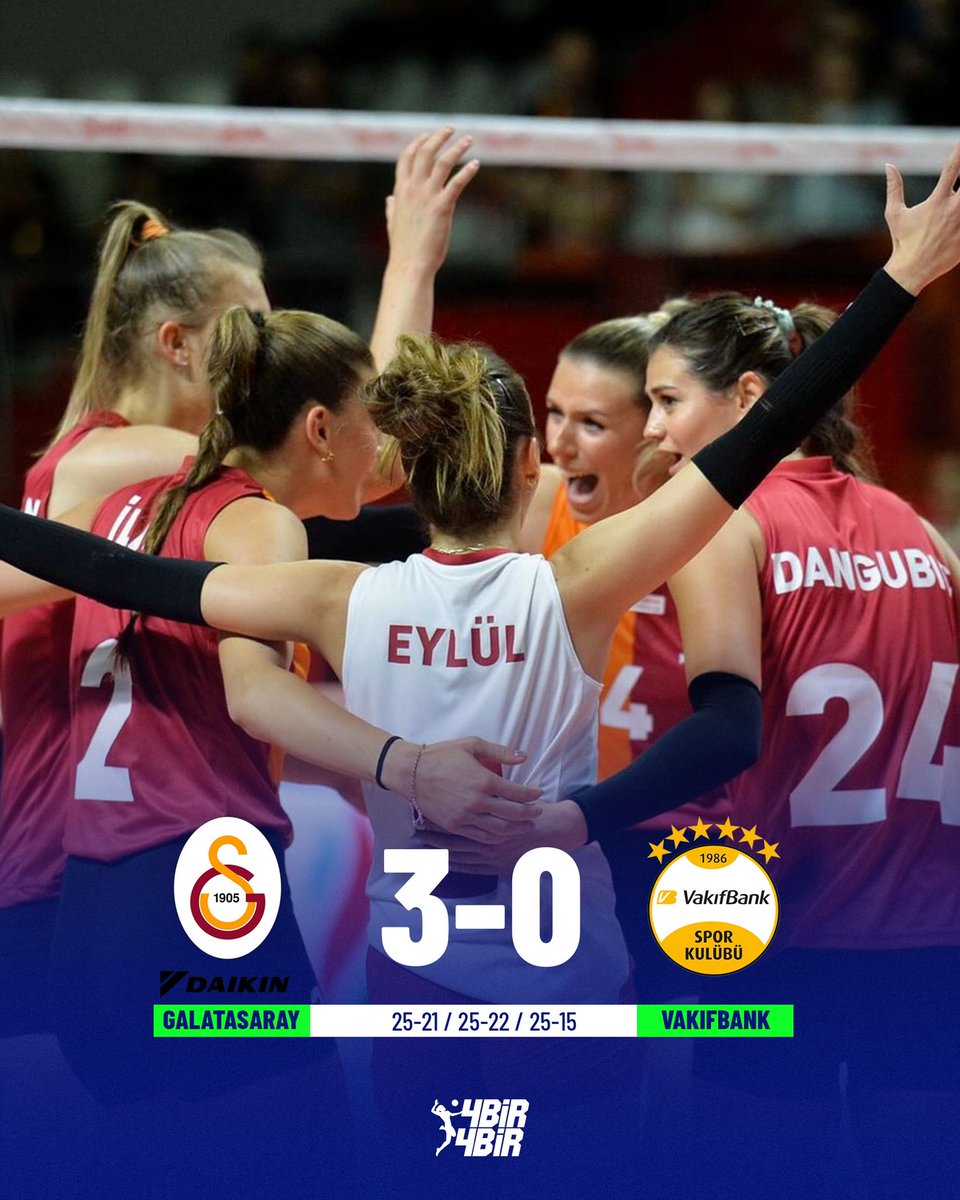 4141sport's tweet photo. 🚨Vodafone Sultanlar Ligi açılış maçında galibiyet Galatasaray Daikin'in!

🟡🔴 Galatasaray Daikin 3-0 Vakıfbank 🟡⚫️ https://t.co/m94ycMgjme