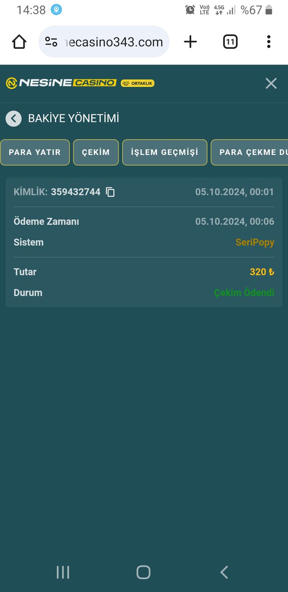 nesinecasinodan 320 tl 5 dkda popypara hesabima aktarilmistir tesekurler #nesinecasino