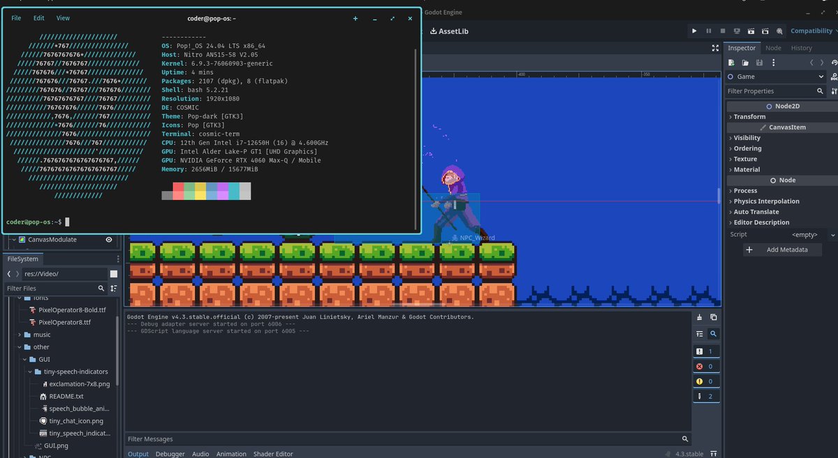 Tux_Hero's tweet photo. @system76 im now running the cosmic alpha 2 on my daily laptop driver and so far i love it 🥰 im able to work on my game without any interruptions. cant wait to see more from system76 ❤️ https://t.co/VDcikUrsWF
