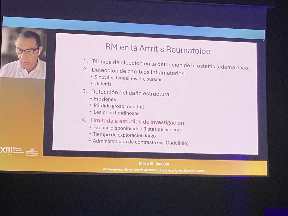 Uso de la RM en #ArtritisReumatoide. <a href="/JAntonioNarvaez/">J. Antonio Narváez, MD, PhD</a> en #SimposioAR24