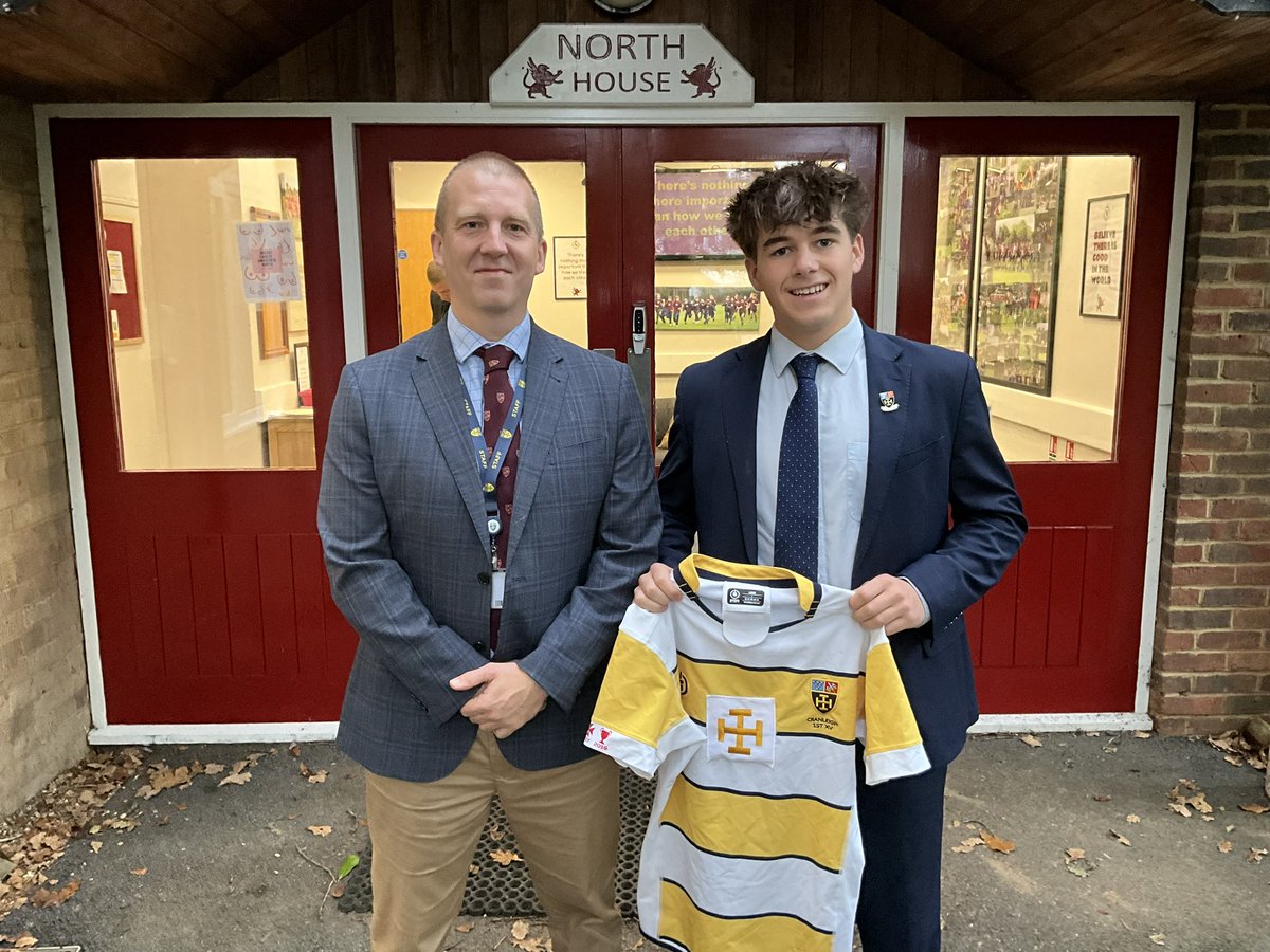 Rugby Colours!!
Mr D Reed HM <a href="/LovedayHouse/">Loveday House</a> presents Henry P &amp; Wilf F, Harry O  receives his from Mr Humes HM <a href="/NorthHouseCran/">North House</a>.  All three boys will be representing the 1st XV in their home game v <a href="/BrightonCollege/">Brighton College</a> KO 2.30pm.
