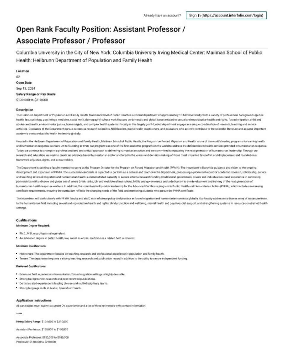 Thoại Ngô, PhD (he/him/anh) (@thoaidngo) on Twitter photo #JOB - We’re hiring for an open-ranked faculty position to lead <a href="/ColumbiaMSPH/">ColumbiaPublicHealth</a> <a href="/ColumbiaPopFam/">ColumbiaPopFam</a>’s Forced Migration Program. Seeking for a visionary leader to build on a 25-year legacy and take it to the next phase. #globalhealth #globaldev
Please apply: apply.interfolio.com/154354 #JOB - We’re hiring for an open-ranked faculty position to lead <a href="/ColumbiaMSPH/">ColumbiaPublicHealth</a> <a href="/ColumbiaPopFam/">ColumbiaPopFam</a>’s Forced Migration Program. Seeking for a visionary leader to build on a 25-year legacy and take it to the next phase. #globalhealth #globaldev
Please apply: apply.interfolio.com/154354