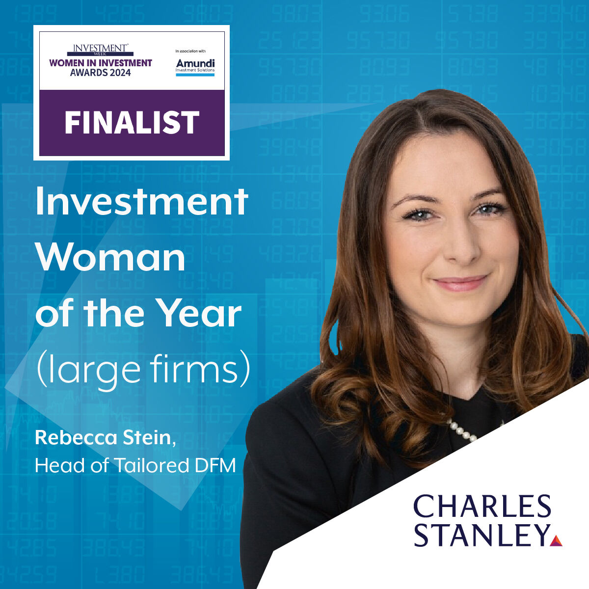 _CharlesStanley's tweet image. In case you missed it: We are thrilled to announce that Rebecca Stein has been shortlisted for the ‘Investment Woman of the Year (Large Firms)’ award at the @InvestmentWeek #WIIA24!

Congratulations to Rebecca and best of luck to all the incredible nominees this year! 🎉