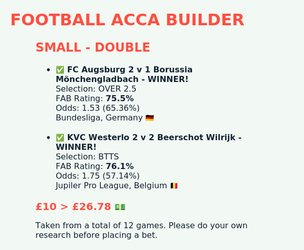 FAB_AccaBuilder's tweet photo. 🎉🎉🎉 Won £26.78 💵  https://t.co/niNFdVDIxN https://t.co/5f2Howv7gS
