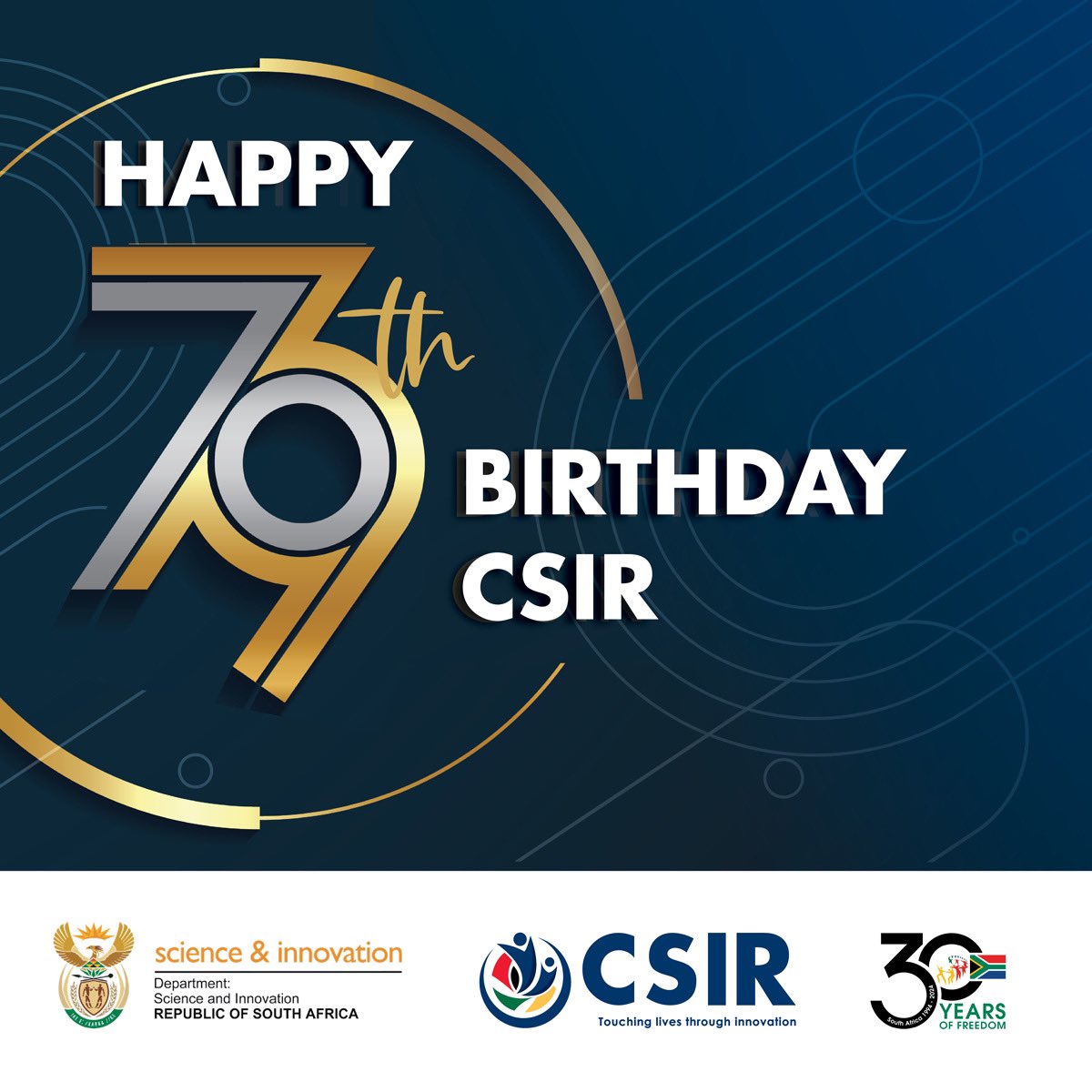 Happy birthday, #TeamCSIR! 💙
Today we celebrate 79 EPIC years of touching lives through #innovation. As we look to the future, we are excited to continue being accelerators of socio-economic prosperity in South Africa through leading innovation.