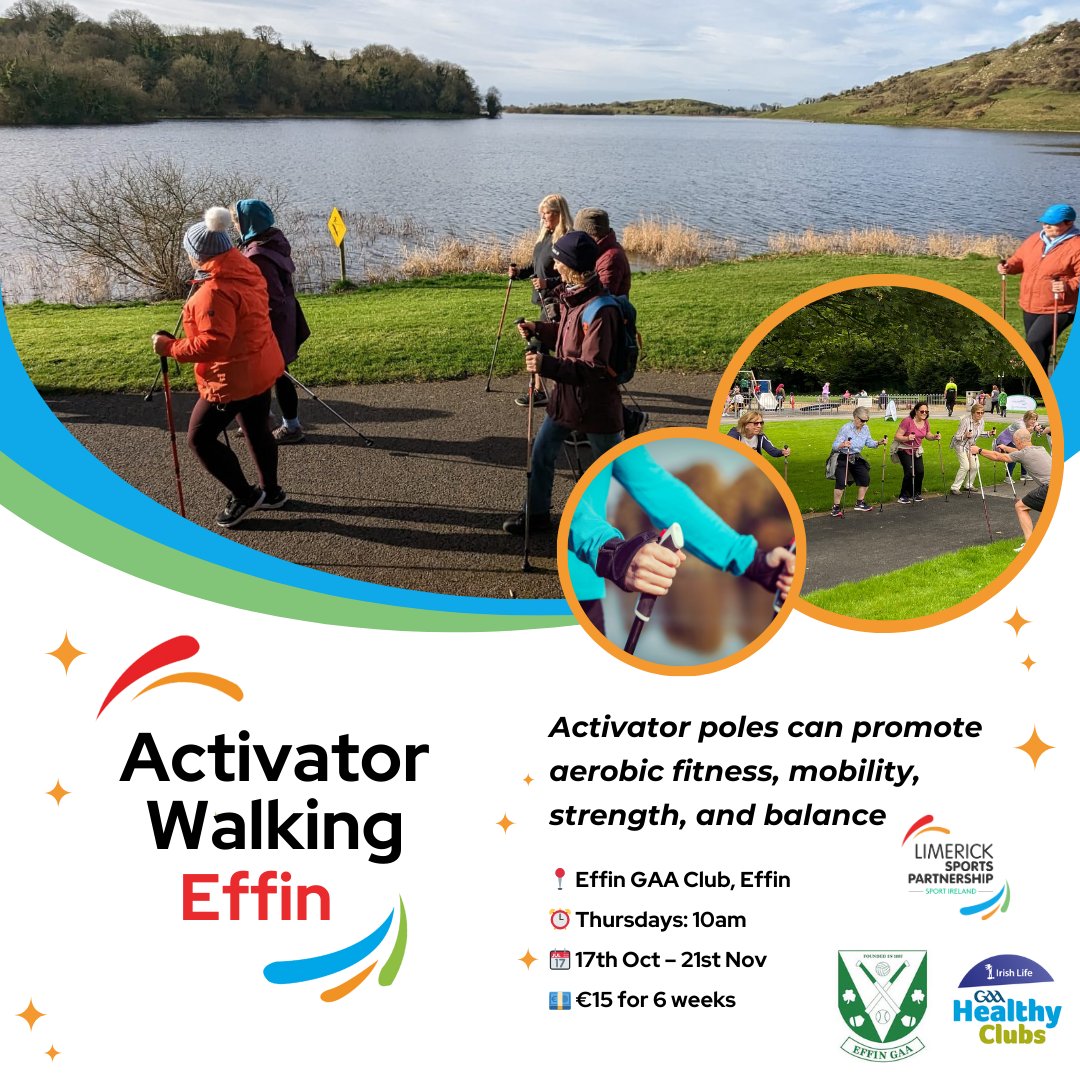 Limericksports's tweet photo. Activator Walking! 🚶‍♀️

📍 Effin GAA Club
📆 Thursdays: 17th Oct – 21st Nov, 2024
⏰ 10:00am-11:00am
💶 €15 for the programme
🔗https://t.co/d6uhuJcKzO

@sportireland @Limerick_ie @GetIreWalking @HealthyLimerick @EffinGaa @KilmallockHub @KilmallockToday

#ActivatorWalking https://t.co/YICcESBLdQ