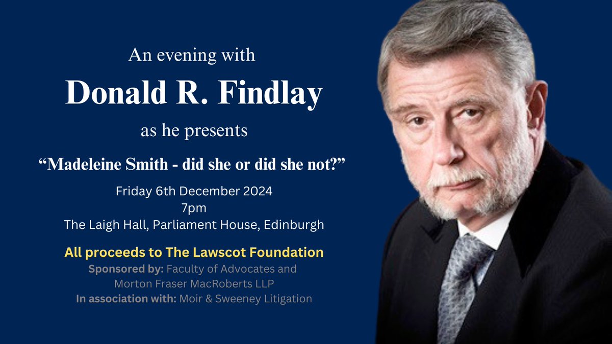 JW0372's tweet photo. 🎟️I’m beyond honoured to have organised a fundraising event in aid of the @LawscotCharity, and to have Donald Findlay KC agree to speak. 

Tickets below 👇

https://t.co/jo2tJcMbGo https://t.co/ODsFoKTFVx