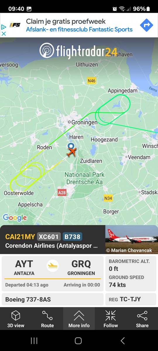 Na ongeveer 6 rondjes eindelijk geland #corendom