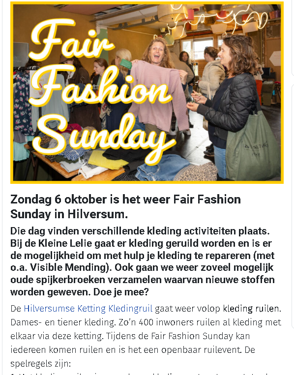 betermode2's tweet photo. #kledingruil #Hilversum #6_oktober
Fair Fashion Sunday 2024 zondag De Kleine Lelie 13.00 tot 15.00 uur
https://t.co/pX3sl325Oe https://t.co/kdzlMEt4T5