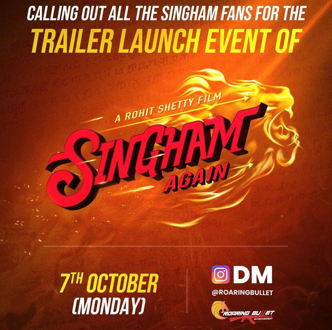 Roar again on 7TH OCTOBER
#SinghamAgainTrailerOn7October #SinghamAgain