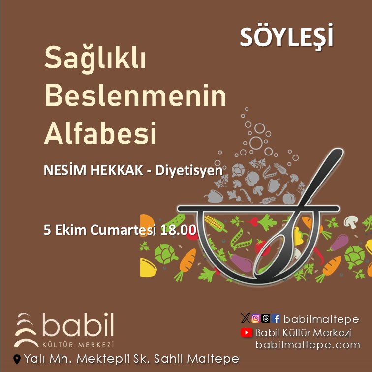 BabilMaltepe's tweet photo. Sağlıklı Beslenmenin Alfabesi söyleşisi bu akşam...
Bekleriz. https://t.co/NnGNzc11wh