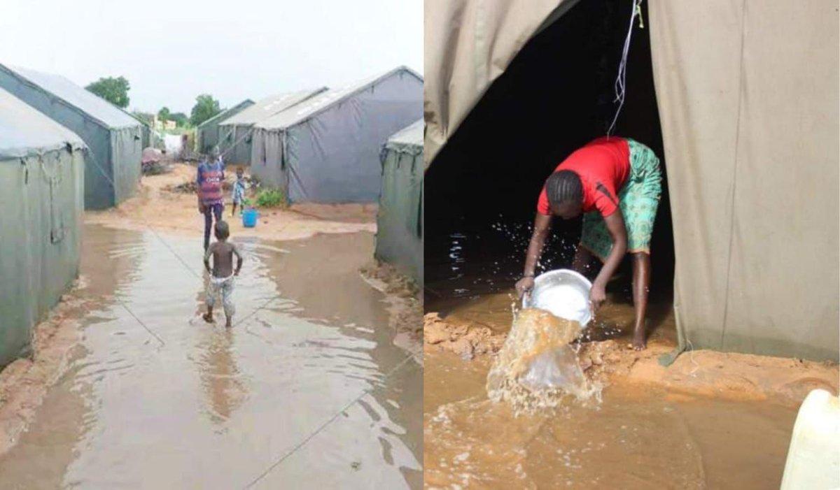 MimiMefoInfo's tweet photo. The Ouro Dabango disaster camp, hosting victims of last month's flood disaster in Yagoua, was hit by violent floods on Friday, October 4, following torrential rains that lasted more than two hours. Read more - https://t.co/90vtmGFa9E
#YagouaFloods #Floods #DisasterVictims https://t.co/Z86QeuhDcN