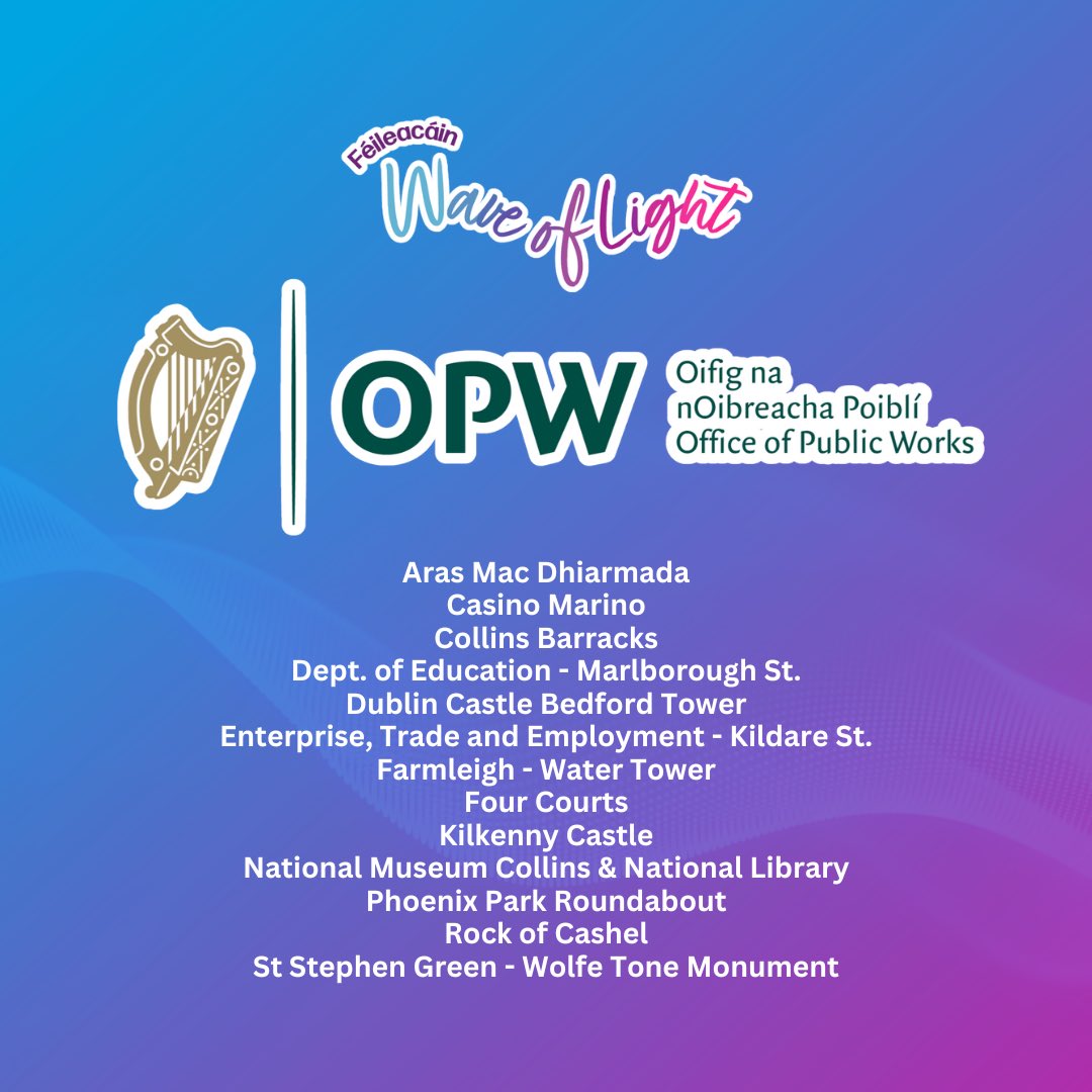 feileacain1's tweet photo. 10 days to go to #FeileacainWaveOfLight and another 13 buildings have been pledged to light up on the 15th thanks to @opwireland 💜💙🩵🩷
We are blown away by this support and can’t wait to see these beautiful buildings lit up for the #GlobalWaveOfLight as we honour our babies 💜 https://t.co/HdOJHCpiHl