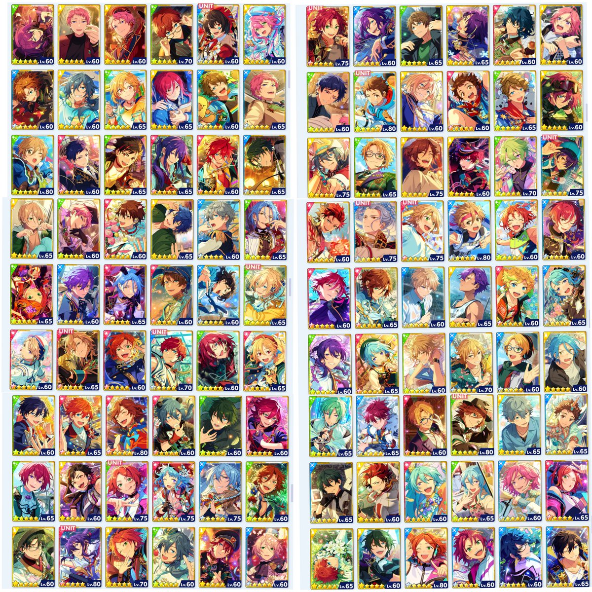 NOT_TAKASAKA's tweet photo. 気づけば #あんスタ の思い出ロードのおかげで★5の枚数が300枚を大きく超えて314枚になっていたよ✨
300枚めはメモリアルアドちゃん！

どれも思い出いっぱい…！
そして各々を開花前・後どっちの設定にしてるかで好みがバレてしまうね…//

引用元は200枚のときのツイート！https://t.co/ZrzhTW0Ycm https://t.co/ftmOafk3rv