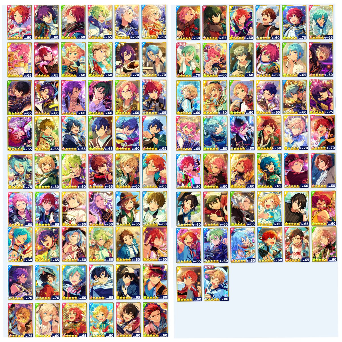 NOT_TAKASAKA's tweet photo. 気づけば #あんスタ の思い出ロードのおかげで★5の枚数が300枚を大きく超えて314枚になっていたよ✨
300枚めはメモリアルアドちゃん！

どれも思い出いっぱい…！
そして各々を開花前・後どっちの設定にしてるかで好みがバレてしまうね…//

引用元は200枚のときのツイート！https://t.co/ZrzhTW0Ycm https://t.co/ftmOafk3rv
