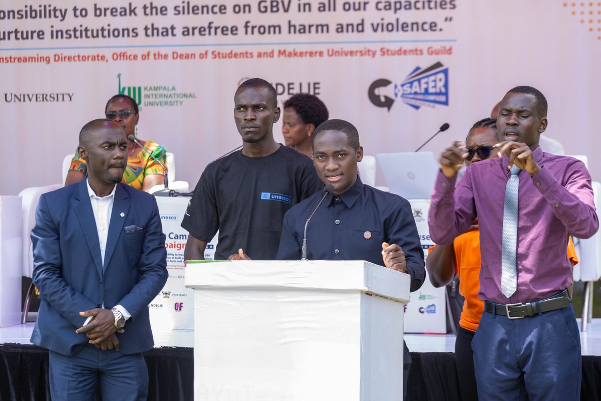 safercampusesUg's tweet image. #safercampusescampaign #BreakingtheSilence #UNESCOROSA #yptcampaign @yptcampaign 
The guild president @MakGuild with other guild leaders from different universities did give a communique about their efforts and contributions to end GBV in universities