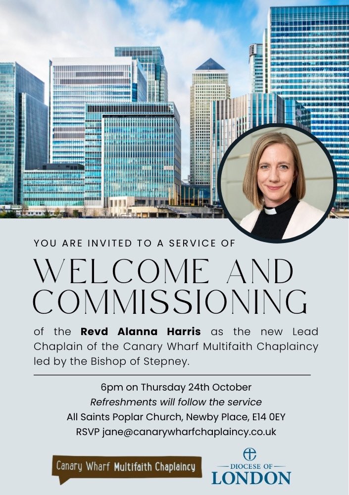 Our Associate Priest, Revd Alanna Harris, is being welcomed to her new role as Lead Chaplain at @ChaplaincyCW on 24th October at 6pm - all welcome!