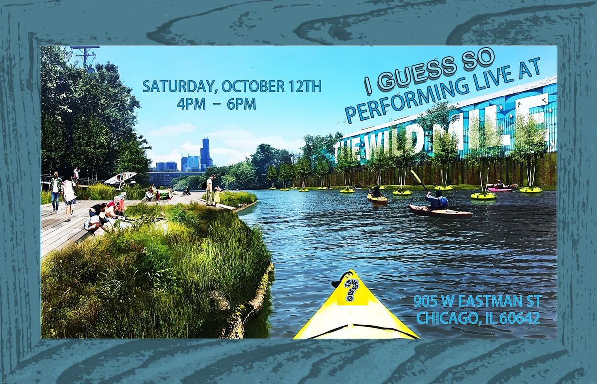 IGuessSoBand's tweet photo. One week from today, we will be rolling doubles 🎲 to Boardwalk next to the world’s first free-floating Park Place, The Wild Mile! 😜 

Serenading sweet sounds, we’ll see you next Saturday, October 12th from 4-6pm before sunset! 🌆 

#IGuessSoBand
#Wildin’
#WildMileChi https://t.co/4CPl6cpOJu