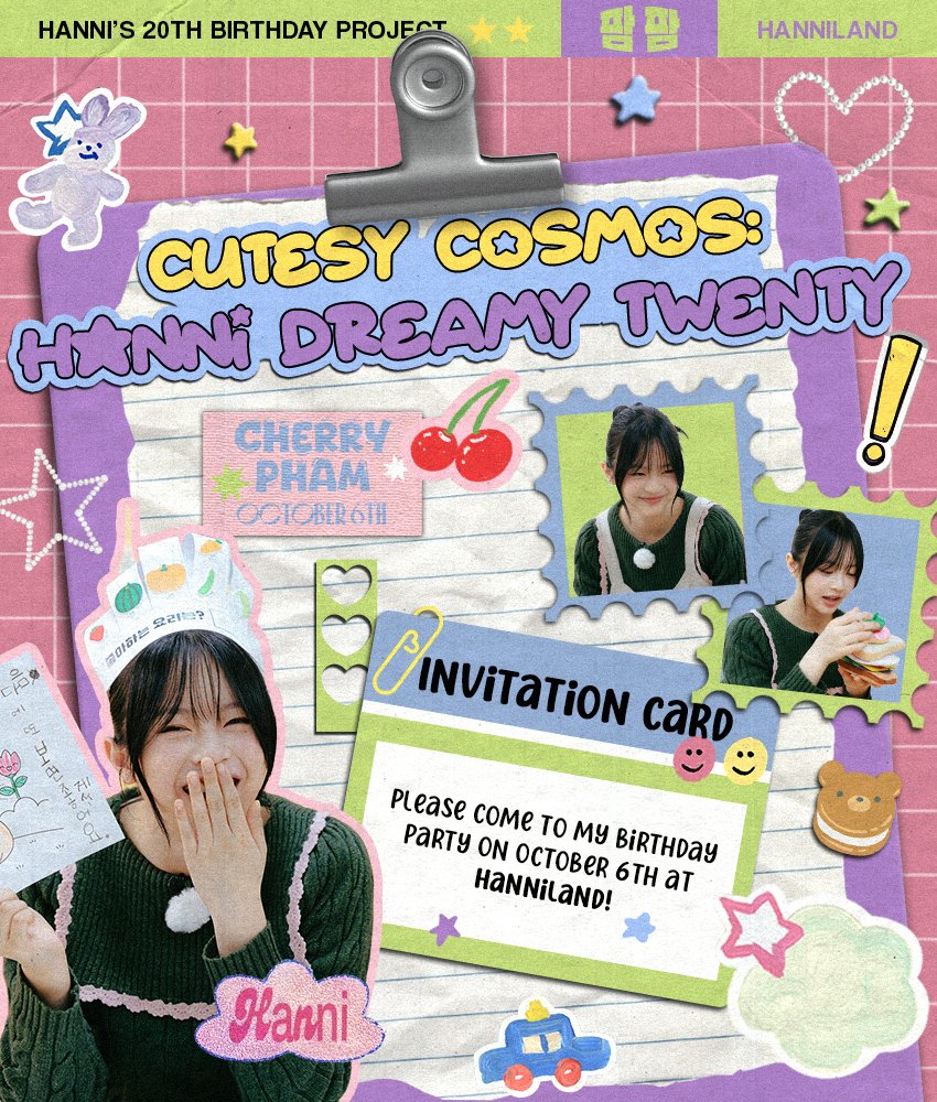 HANNlLAND's tweet photo. ️ㅤ 
ꮽ९ 𓈒 하니의 사랑스러운 생일이야! 𓈁 Approaching the merriment of ‘𝐂utesy 𝐂osmos: Hanni Dreamy Twenty’ ‹ 🐇⭐💗 › &amp;! our bunny has blossomed into her prettiest form of 𝟮𝟬 /; 𝑡𝑤𝑒𝘯𝑡𝑦/ springs. Bunniverse bestowed upon her a wondrous festA . . . ♡⃘
️ㅤ https://t.co/VXCRujiEQS