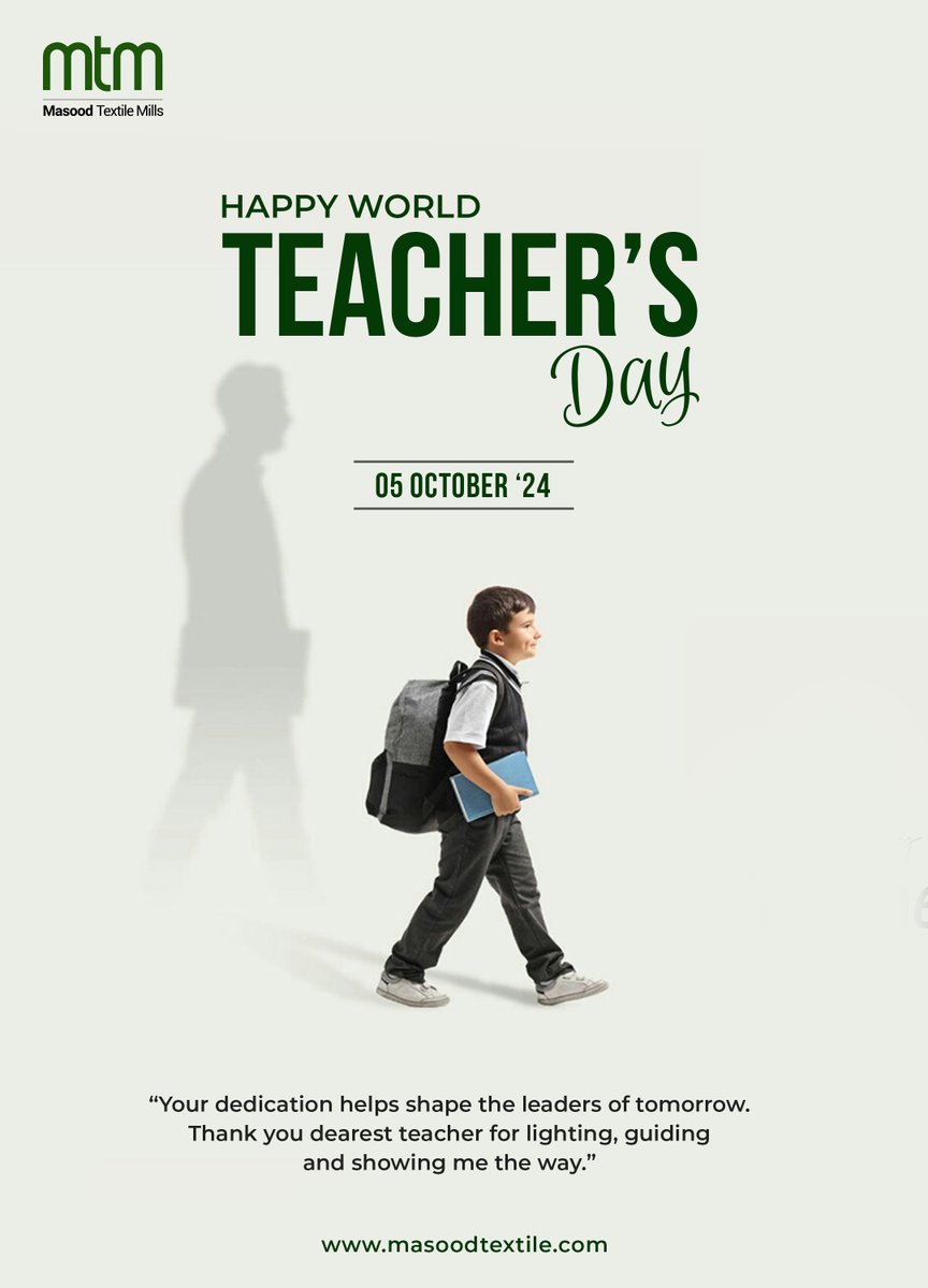 𝐓𝐡𝐞 𝐏𝐫𝐨𝐩𝐡𝐞𝐭 𝐌𝐮𝐡𝐚𝐦𝐦𝐚𝐝 (𝐏𝐁𝐔𝐇) 𝐬𝐚𝐢𝐝: "𝐓𝐡𝐞 𝐛𝐞𝐬𝐭 𝐚𝐦𝐨𝐧𝐠 𝐲𝐨𝐮 𝐚𝐫𝐞 𝐭𝐡𝐨𝐬𝐞 𝐰𝐡𝐨 𝐥𝐞𝐚𝐫𝐧 𝐤𝐧𝐨𝐰𝐥𝐞𝐝𝐠𝐞 𝐚𝐧𝐝 𝐭𝐞𝐚𝐜𝐡 𝐢𝐭 𝐭𝐨 𝐨𝐭𝐡𝐞𝐫𝐬." (𝐒𝐚𝐡𝐢𝐡 𝐚𝐥-𝐁𝐮𝐤𝐡𝐚𝐫𝐢 𝟓𝟎𝟐𝟕)
HappyTeachersDay

#TeachersDay #MasoodTextile