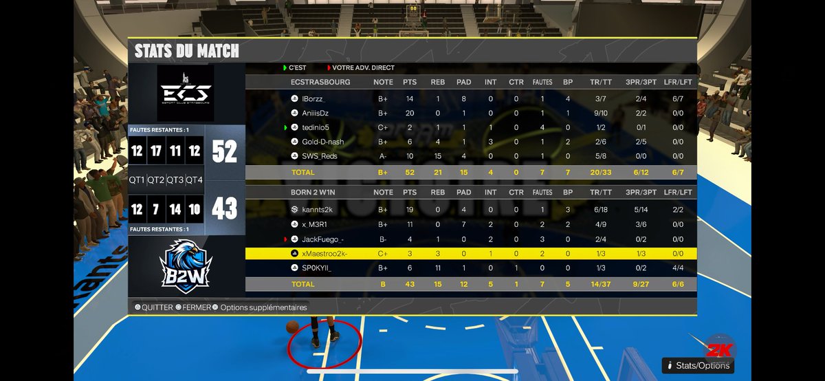 ECStrasbourg's tweet image. 🏀 [NBA2K25]

🏆 @EuroHoops2K D2 Group F
🆚️ B2W

✅️ C&apos;est une première victoire pour nos joueurs dans cette compétition !

#ECSWIN