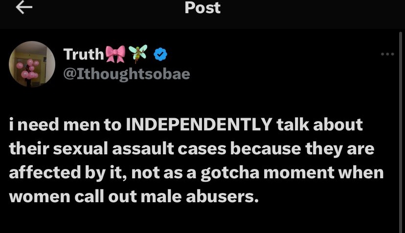 KhadijaGarba19's tweet photo. @ask_aubry Because his target wasn't emphathy for male rape victims but a gotcha moment against feminists/women.
He's so stupid. 😭 https://t.co/CasjXQCZjT
