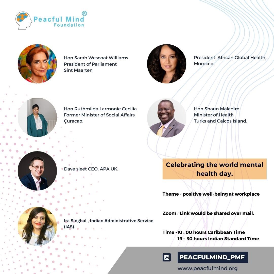 10 October 2024 speakers from different arenas will be speaking at the web session on positive mental health work celebrating the occasion of world mental health day