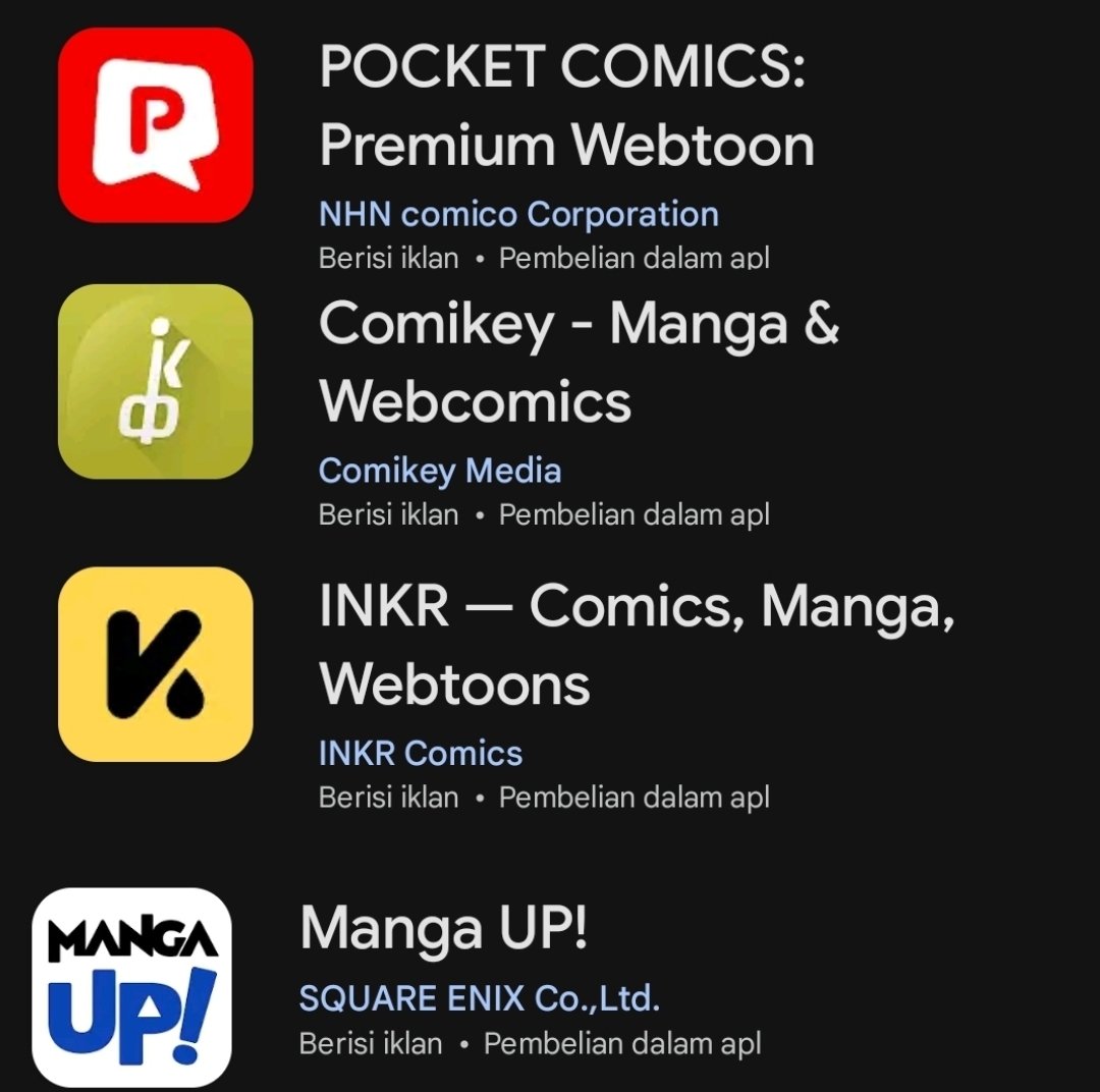 aaruuniika's tweet image. btw, yg mau baca comic gratis dan LEGAL bisa di salah satu platform ini ya (kecualikan wattpad, karna tempat baca novel)

khususnya yg aplikasi Webtoon dan Akoma itu ada karya author Indonesia juga, ayo dukung author lokal dgn baca di platform LEGAL
