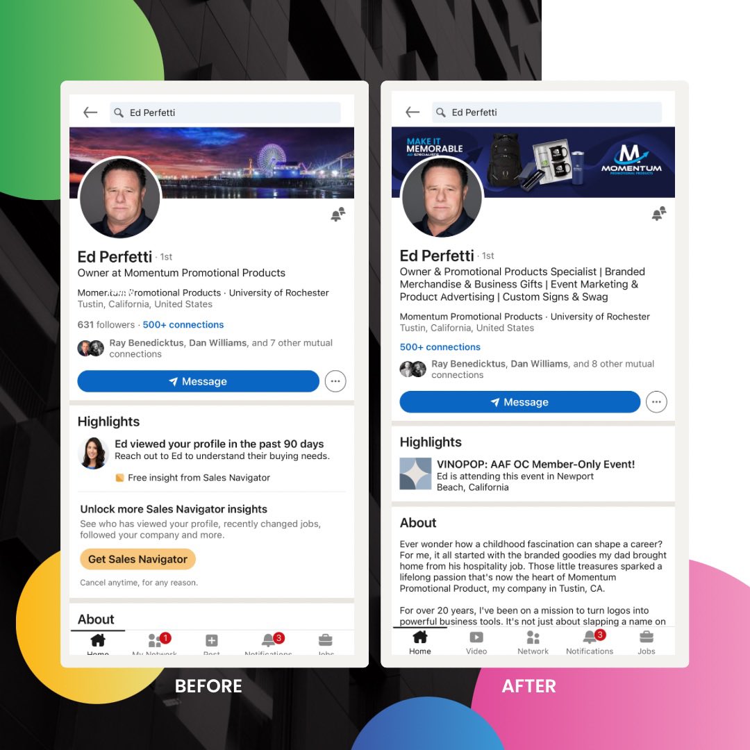 brandingconcier's tweet photo. LinkedIn Rebranding: From Meh to Marvelous 

Flash-forward to the future of personal branding, where we had the pleasure of giving Ed, a 38-year-old 3rd Party Promotional Product Specialist, the digital glow-up his LinkedIn needed. 🚀 https://t.co/mjuLbSwlpa