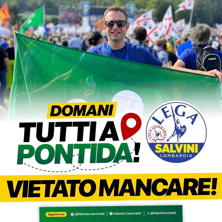 LegaLombardaSP's tweet photo. #Cecchetti: “Domani saremo in tantissimi sul pratone di #Pontida24 per dimostrare ancora una volta che DIFENDERE i confini non è un reato. Noi stiamo con lui!” #iostoconSalvini https://t.co/UsKtII1iP5