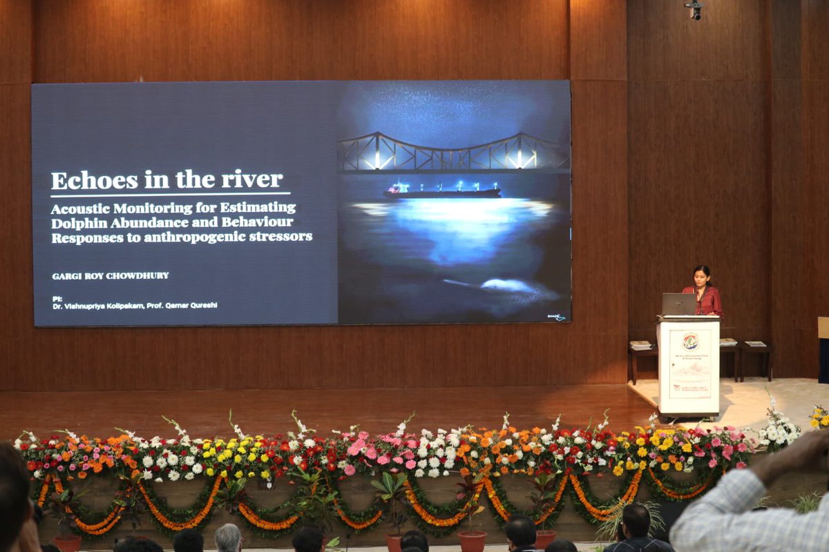 Passive Acoustic Monitoring of Ganges River Dolphins – Ms Gargi Roy Chowdhury highlighted that vessel noise alters Ganges River dolphin echolocation. The study recommends speed regulation (4-6 km/h) and engine modifications to reduce noise pollution, emphasizing its importance
