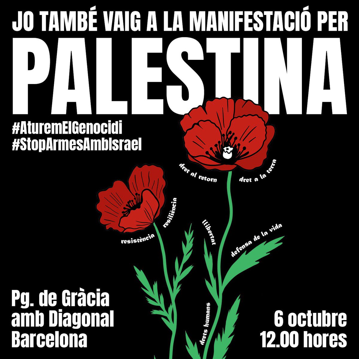 proucomplicitat's tweet image. Demà #6O és un dia per sortir al carrer per 🇵🇸 i el 🇱🇧. 

Davant la destrucció del règim sionista no parem de cridar per un món lliure d'ocupacions i d'assenyalar les complicitats dels nostres governs amb el genocidi i l'ocupació.

📌 12h, Jardinets de Gràcia 

#AturemElGenocidi