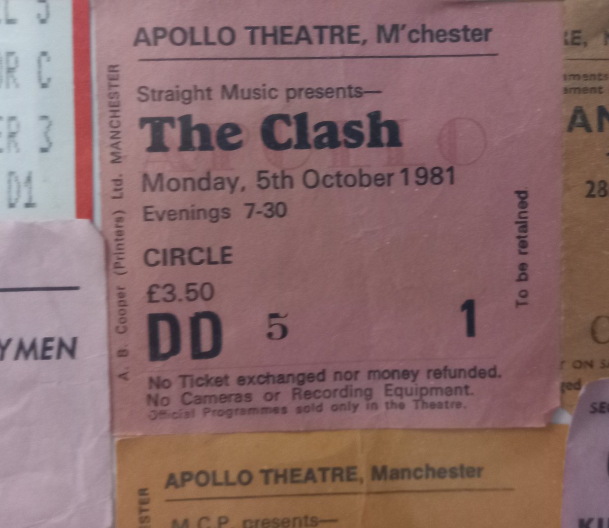 This day 43 years ago today. Watching The Clash at Manchester Apollo. Supported by Theatre of Hate (local lad Billy Duffy on guitar)