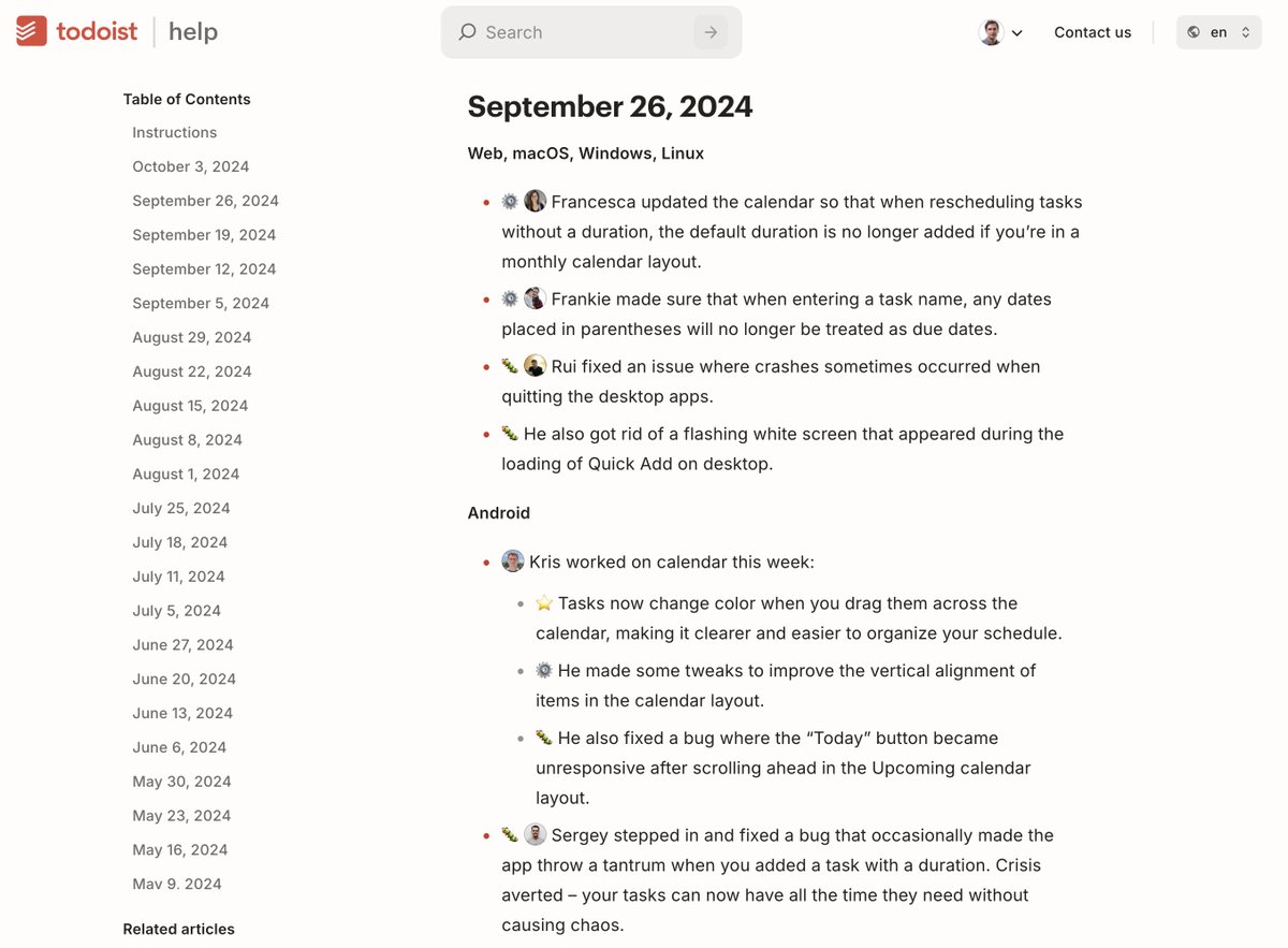 amix3k's tweet image. A nifty little detail we&apos;ve added to the Todoist Changelog: You can see which engineer worked on it. We do this because software is made by people, not by  faceless corporations.