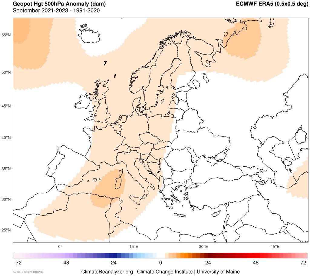 ExtremeMeteo's tweet photo. Quasiment bientôt un an qu'on a basculé dans un "cycle" beaucoup plus humide sur la France avec la prédominance d'un flux océanique parfois bien perturbé (hormis une période plus anticyclonique au coeur de l'été).

Cela tranche par rapport à la précédente période très sèche et parfois très douce/très chaude entre septembre 2021 (après un été dominé par les gouttes froides) et 15 octobre 2023. 

On notera même si c'est qu'un "seul paramètre" et c'est insuffisant pour tout lui imputer, la bascule s'est faite au moment où l'influence El Nino s'est installée (El Nino qui a clairement boosté durant l'hiver dernier le courant jet sur l'Atlantique). Durant les 3 années précédentes, c'était l'influence La Nina parfois modérée à assez forte, qui a prédominé favorisant le renforcement des anticyclones subtropicaux et la remontée de la cellule de Hadley,

Une nouvelle Nina actuellement se développe, mais devrait rester de faible amplitude et de courte durée contrairement à l'épisode précédent. L'influence en Europe durant l'hiver à venir, devrait rester donc faible et négligeable.