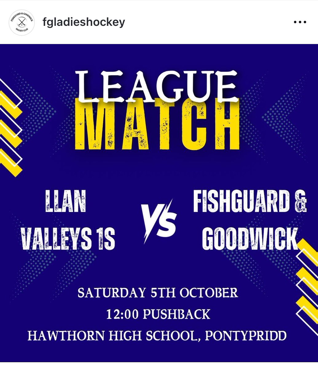 Fixture 5/10:

League hockey returns for our senior ladies this weekend with a trip up the M4 once again for a game against Llan Valleys!

LADIES:
🚗 Llan Valleys (A)
📍 Hawthorn High School, Pontypridd
⏰ 12:00 Pushback

Good luck ladies!

#UpTheFish🐟